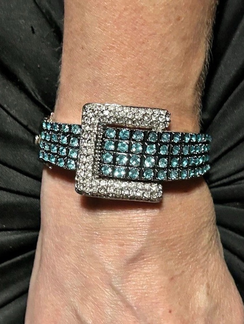 Blue Rhinestone Statement Bracelet - Picture 2 of 11